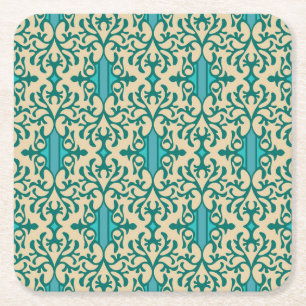 Floral Ornament: Fashionable Modern Seamless Square Paper Coaster