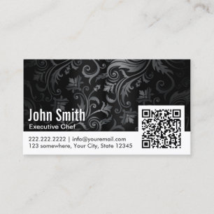 Floral Ornament QR Code Chef Business Card