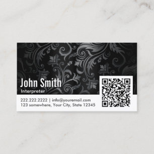 Floral Ornament QR Code Interpreter Business Card