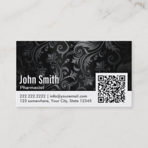 Floral Ornament QR Code Pharmacist Business Card