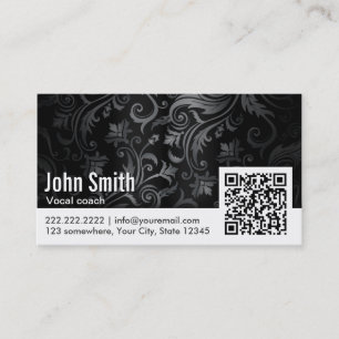 Floral Ornament QR Code Vocal Coach Business Card