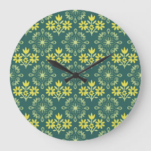Floral ornament, seamless elegant pattern. large clock