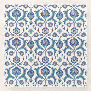 Floral Ornament: Traditional Arabic Pattern. Glass Coaster