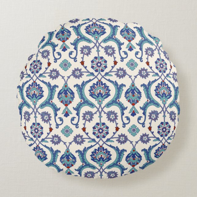 Floral Ornament: Traditional Arabic Pattern. Round Cushion (Front)