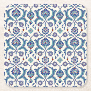 Floral Ornament: Traditional Arabic Pattern. Square Paper Coaster