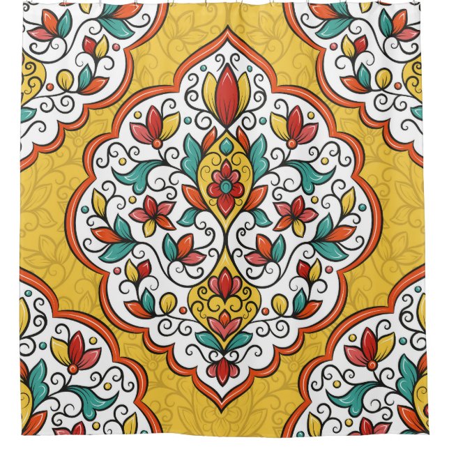 Floral Ornament: Turkish Indian Motifs. Shower Curtain (Front)