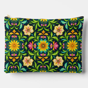 Floral Ornamental Pattern in Vibrant Colours Accessory Pouch