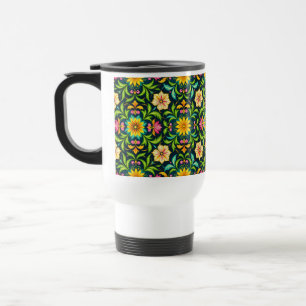 Floral Ornamental Pattern in Vibrant Colours Travel Mug