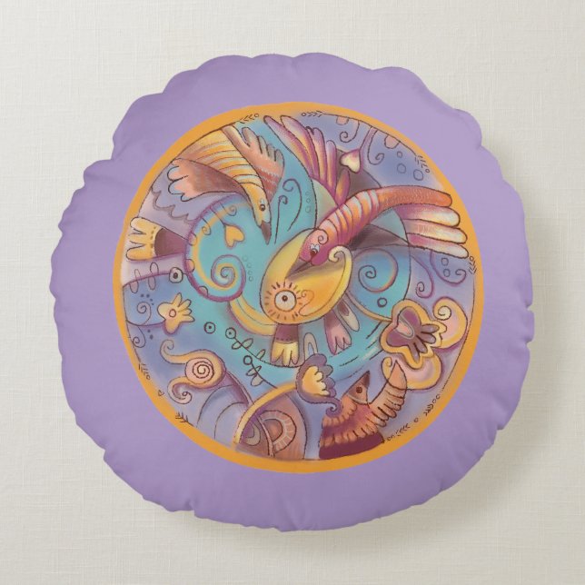 floral ornamental  round cushion (Front)