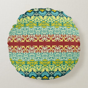 Floral ornamental seamless pattern round cushion