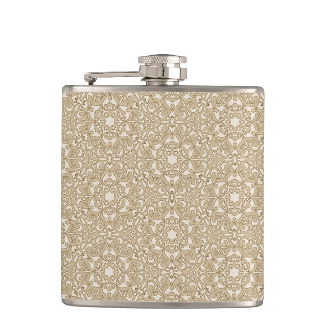 Floral ornate background hip flask (Front)