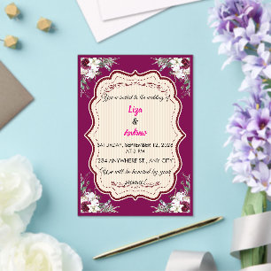 Floral Ornate Frame Wedding Invitation