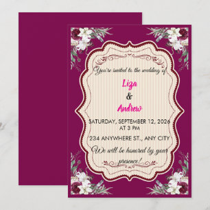 Floral Ornate Frame Wedding Invitation