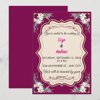  Floral Ornate Frame Wedding Invitation
