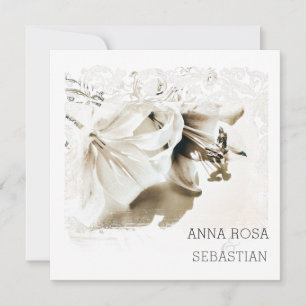 *~* Floral Ornate Lily  AR12 QR PHOTO RSVP Wedding Invitation