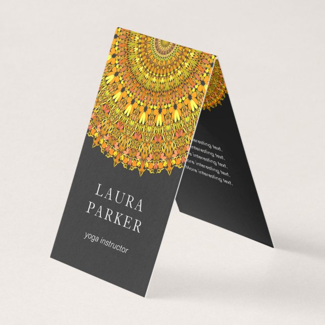 Floral Ornate Mandala in Orange and Yellow Tones Business Card (Front)
