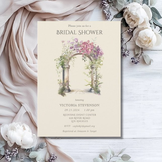 Floral Ornate Wedding Arch Bridal Shower Invitation (Creator Uploaded)