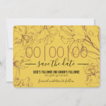 Floral Outline Design in Yellow Mustard BG Wedding