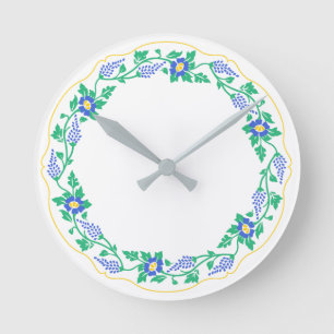 Floral oval round clock