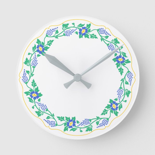 Floral oval round clock (Front)