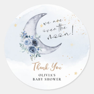 Floral Over The Moon Baby Shower Classic Round Sticker
