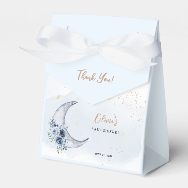 Floral Over The Moon Baby Shower Favour Box (Front Side)