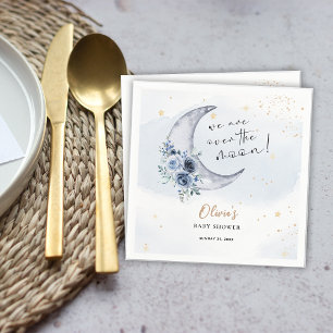 Floral Over The Moon Baby Shower Napkin
