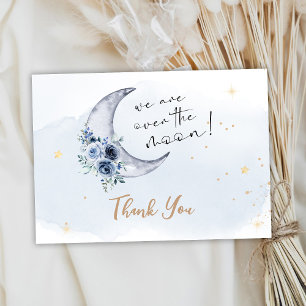 Floral Over The Moon Baby Shower Thank You Card