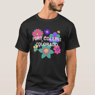 Floral Overlay Fort Collins Colorado Souvenir Flow T-Shirt