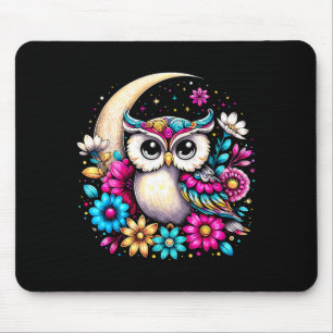 Floral Owl And Moon Mouse Mat