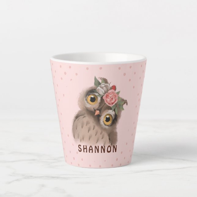 Floral Owl Latte Mug (Front)