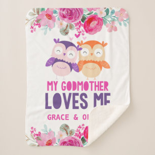 Floral Owls Baby Blanket - My Godmother Loves Me