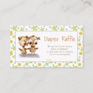 Floral Owls Baby Shower Diaper Raffle Enclosure Card