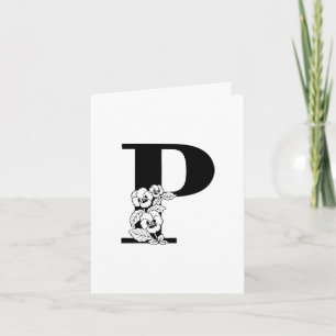 Floral P Monogram On White Note Card