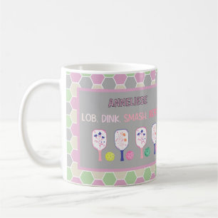 Floral Paddles and Pastel Personalised Pickleball Coffee Mug