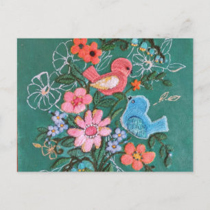 floral painted postcard