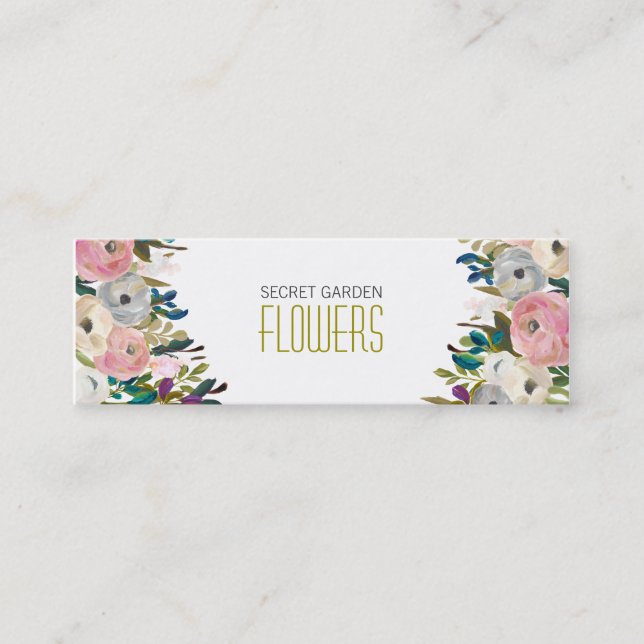 Floral Painting Florist Skinny Business Cards (Front)