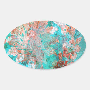 Floral Painting Oval Sticker