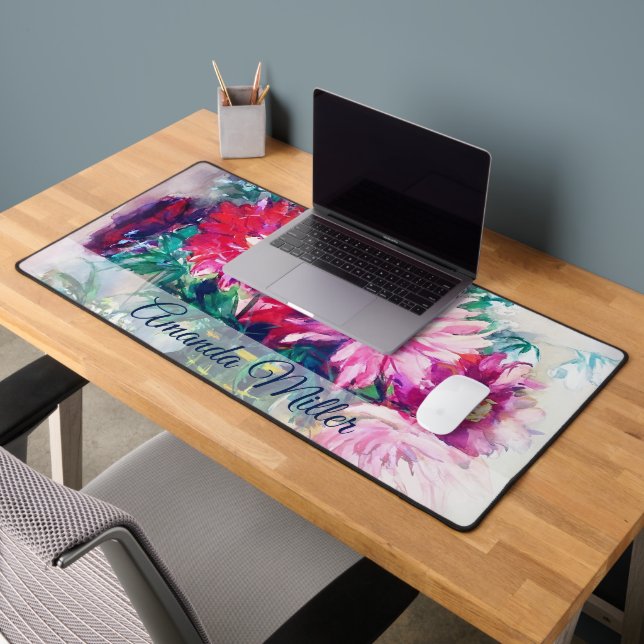 Floral painting personalised desk mat (Office 2)