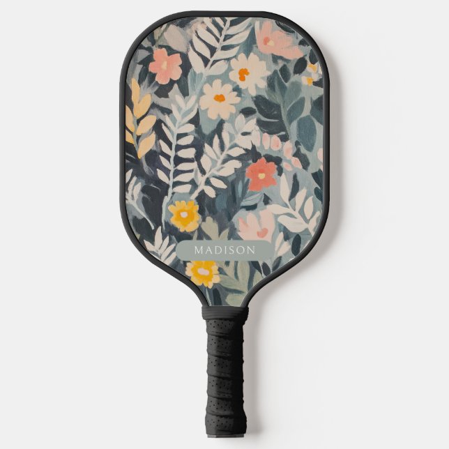 Floral Painting Personalised Modern Pickleball Paddle (Front)