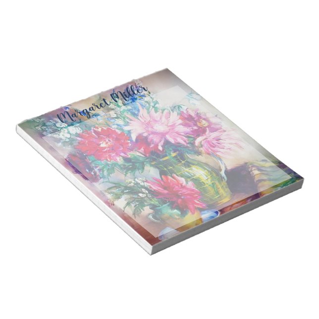 Floral painting personalised notepad (Angled)