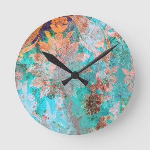 Floral Painting Round Clock