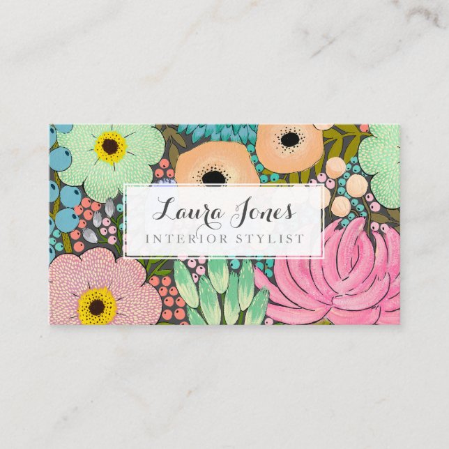Floral Painting Stylist Appointment Cards (Front)