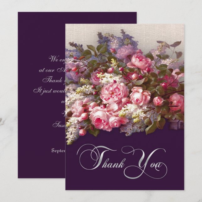 Floral Painting Thank You Wedding Anniversary Card (Front/Back)