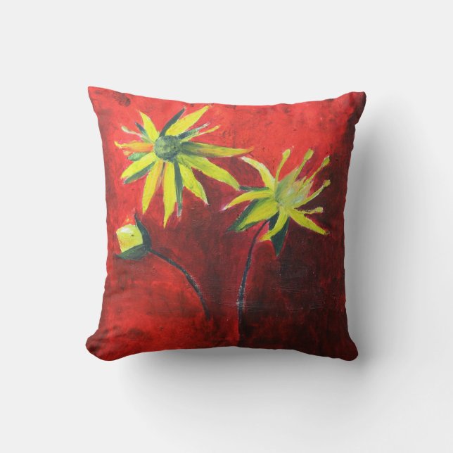 Floral Painting Throw Cushion 41 cm x 41 cm (Front)