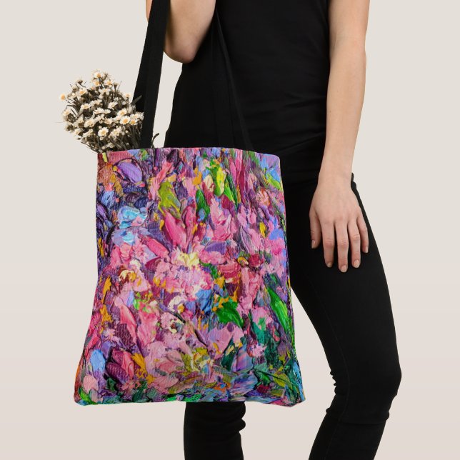 Floral Painting Tote -  See Back Bag (Close Up)