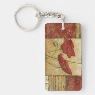 Floral Painting with Visible Brush Strokes Key Ring