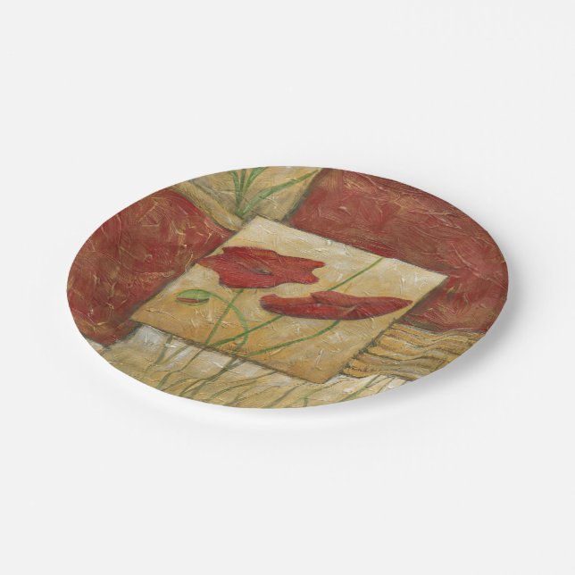 Floral Painting with Visible Brush Strokes Paper Plate (Angled)