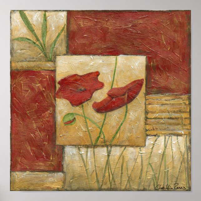 Floral Painting with Visible Brush Strokes Poster (Front)