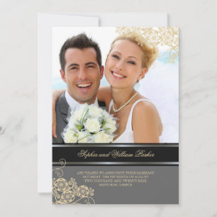 Floral Paisley Boho Vintage Chic Photo Wedding Invitation